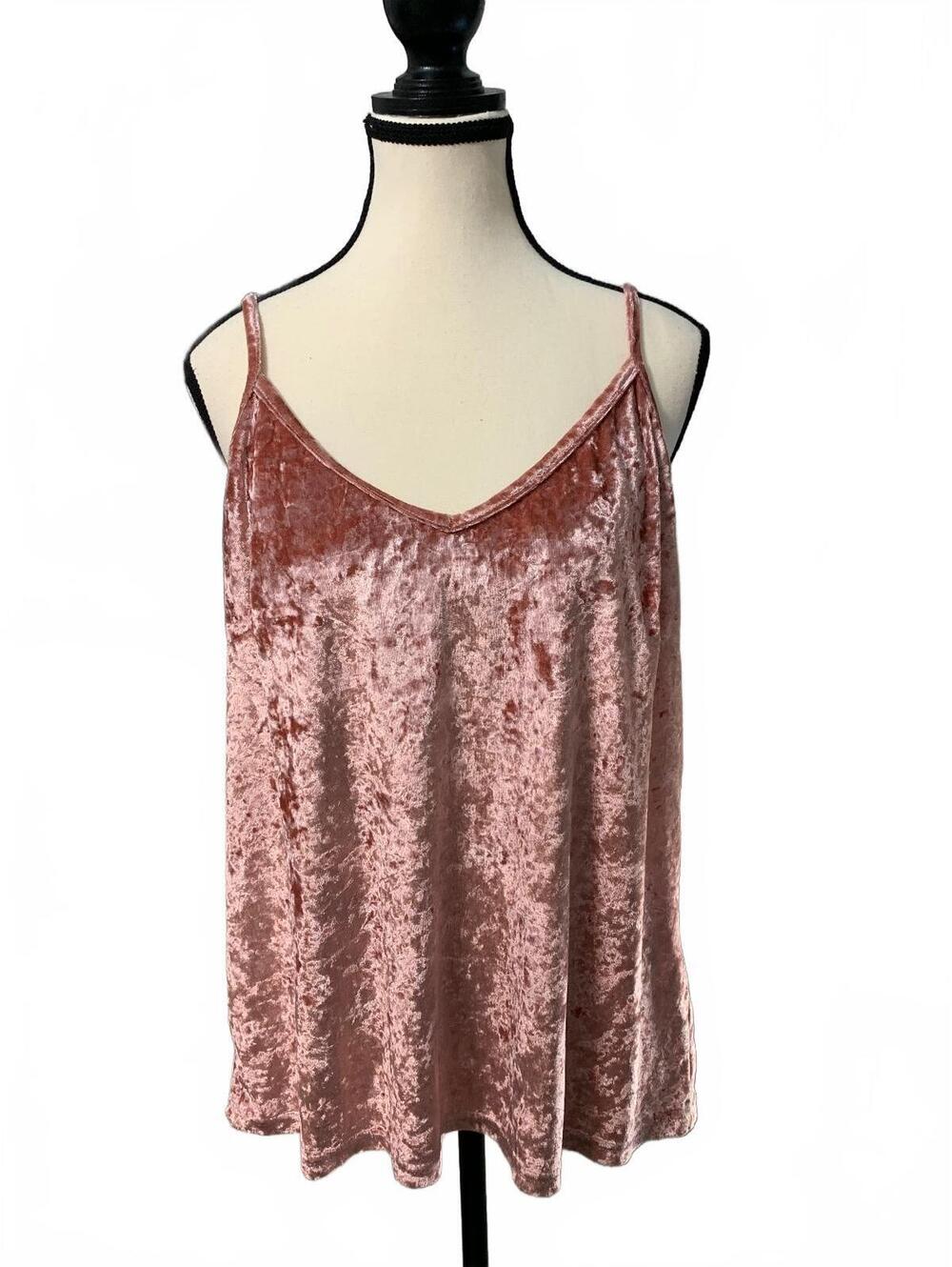 SoTeer Women's Y2K XXL Pink Velour Camisole Tank Top
